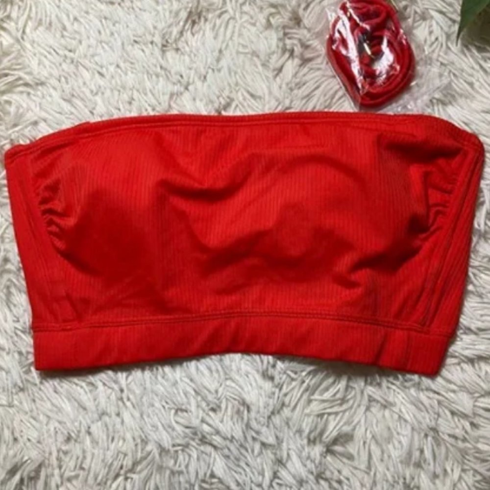 Xhilaration Juniors ribbed red ribbed bandeau swim bikini tube top